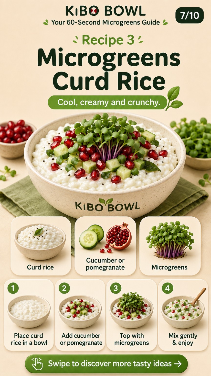 Kibo Bowl guide slide: Microgreens Curd Rice